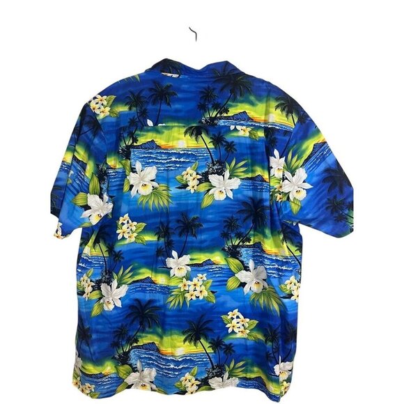 Favant Shirt Men 3X Blue Hawaiian Tropical Volcano Floral Aloha Retro Resort - Picture 9 of 14